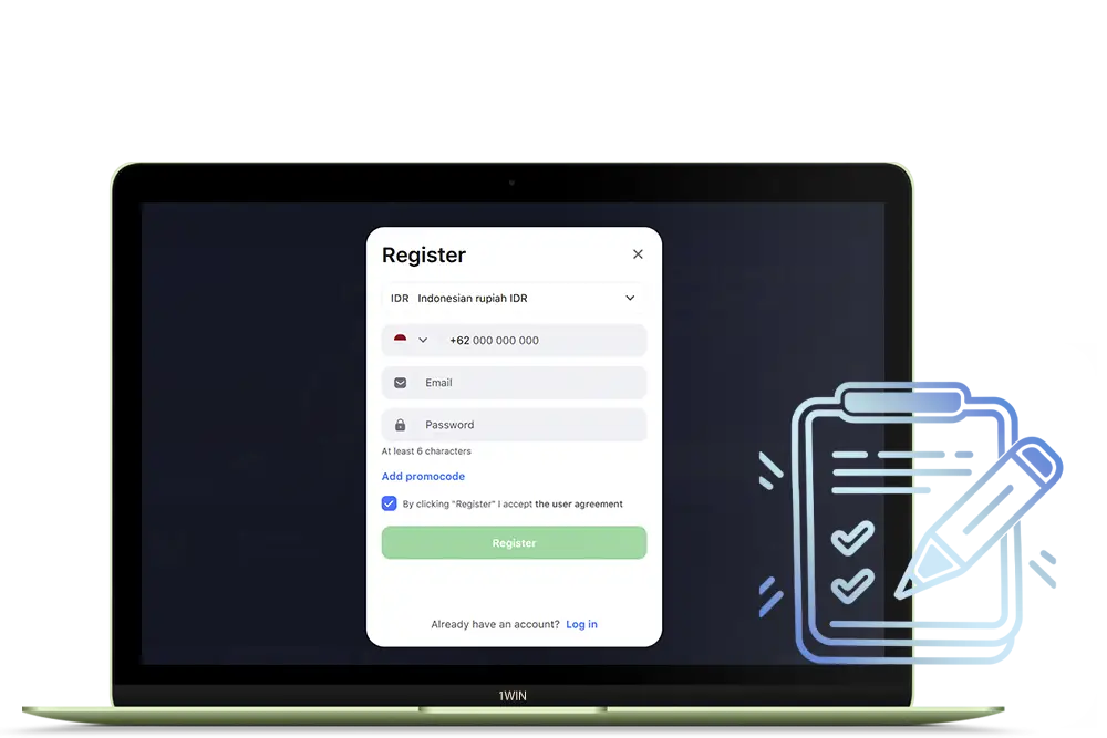 1win register process