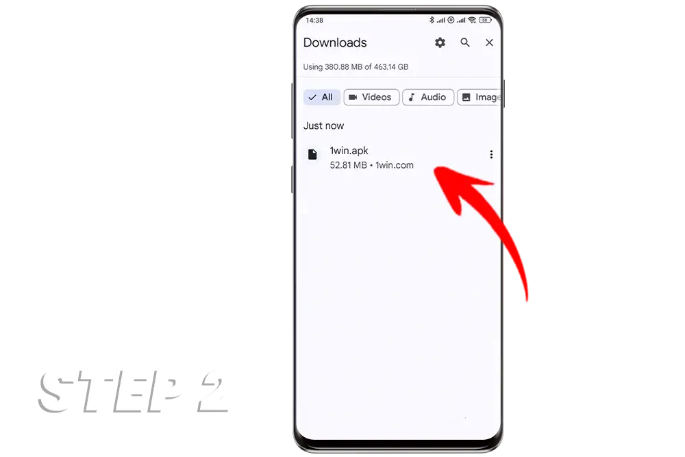 Step 2 Install 1win APK